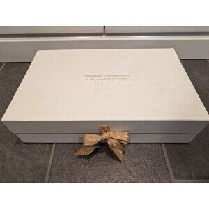 RITUALS Large Keepsake Gift Box Empty 18.5x11.5" White Linen With Gold Ribbon
